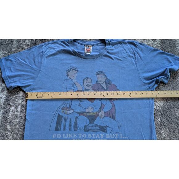 Vintage Junk Food Superman T-Shirt, Blue "Superman Mustache" - Large Made In USA - Picture 7 of 8